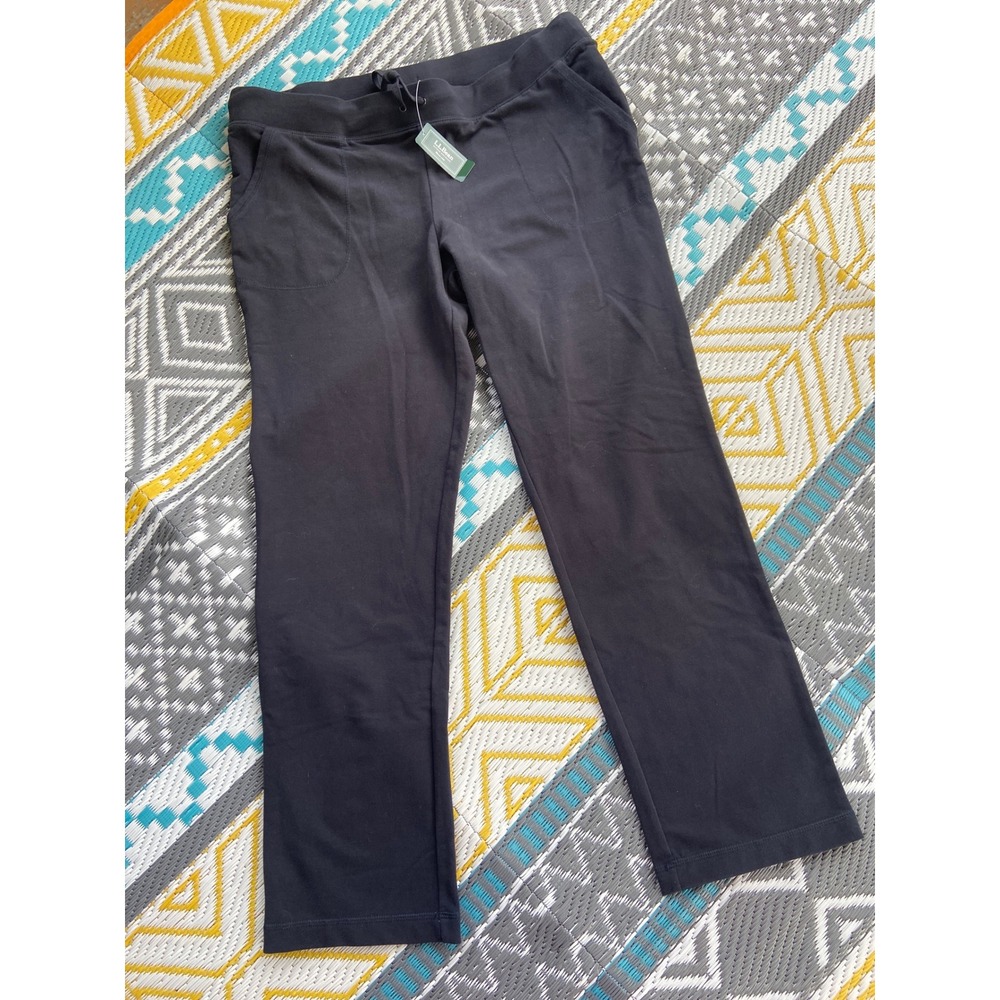 LL Bean Ultrasoft Sweats Strt Ink Black Lounge Pants 298930 Womens Large Reg NWT